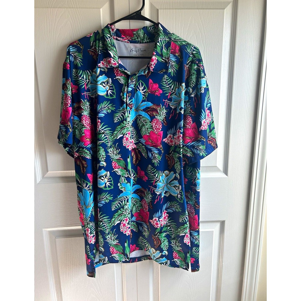 Kenny Flowers Big & Tall Men's 2XL Tropical Floral Woven Spread Collar Shirt